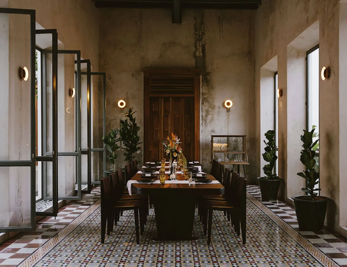A dining room prepared for guests at a Casita Homes property